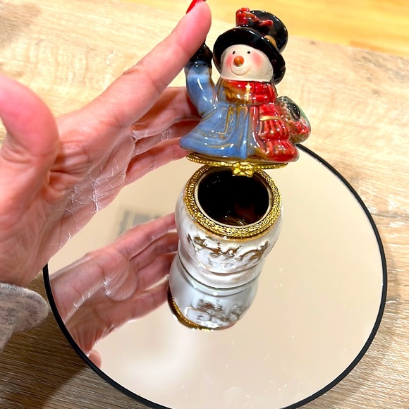 Holiday Trinket.Snowman porcelain Jewelry Organizers